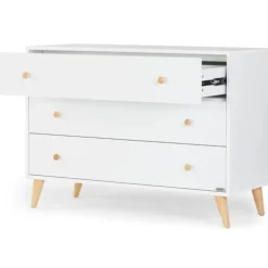 Dadada - Cômoda Austin com 3 gavetas, Branco/Natural
