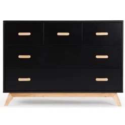 Dadada - Soho 5-Drawer Dresser for Nursery and Bedroom, Black/Natural