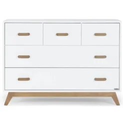 Dadada - Soho 5-Drawer Dresser For Nursery and Bedroom, White/Walnut