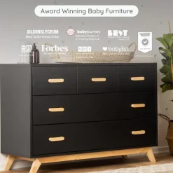 Dadada - Soho 5-Drawer Dresser for Nursery and Bedroom, Black/Natural