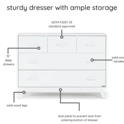 Dadada - Soho 5-Drawer Dresser for Nursery and Bedroom, White