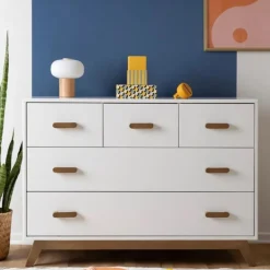 Dadada - Soho 5-Drawer Dresser For Nursery and Bedroom, White/Walnut