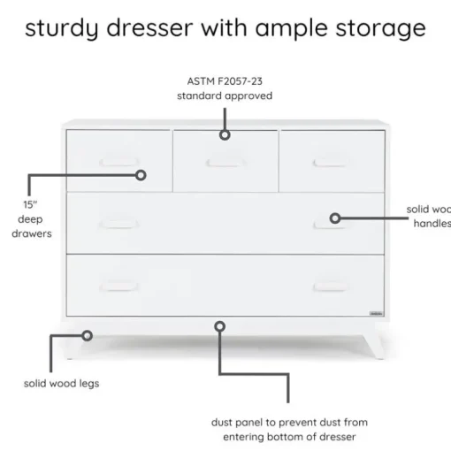 Dadada - Soho 5-Drawer Dresser for Nursery and Bedroom, White