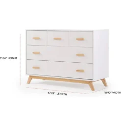 Dadada - Soho 5-Drawer Dresser For Nursery and Bedroom, White/Natural