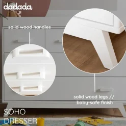 Dadada - Soho 5-Drawer Dresser for Nursery and Bedroom, White