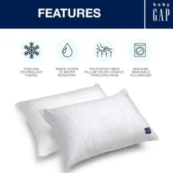 Delta Children - Gap babyGap Toddler Pillow com 2 capas refrescantes, listras brancas/cinza