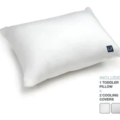 Delta Children - Gap babyGap Toddler Pillow com 2 capas refrescantes, listras brancas/cinza