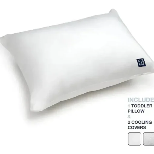 Delta Children - Gap babyGap Toddler Pillow com 2 capas refrescantes, listras brancas/cinza