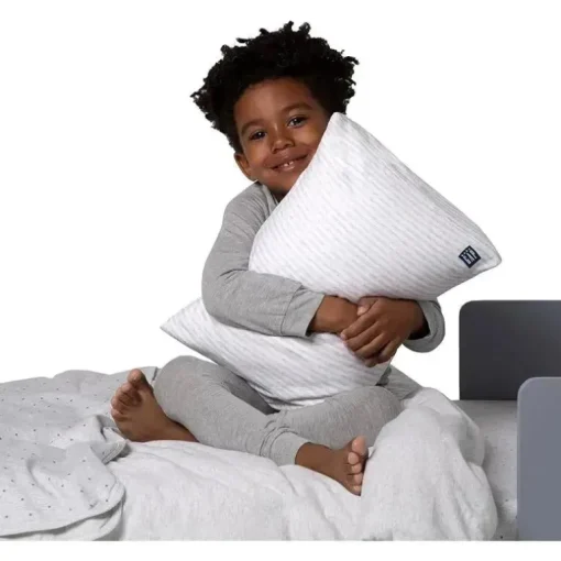 Delta Children - Gap babyGap Toddler Pillow com 2 capas refrescantes, listras brancas/cinza