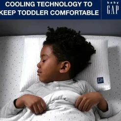 Delta Children - Gap babyGap Toddler Pillow com 2 capas refrescantes, listras brancas/cinza