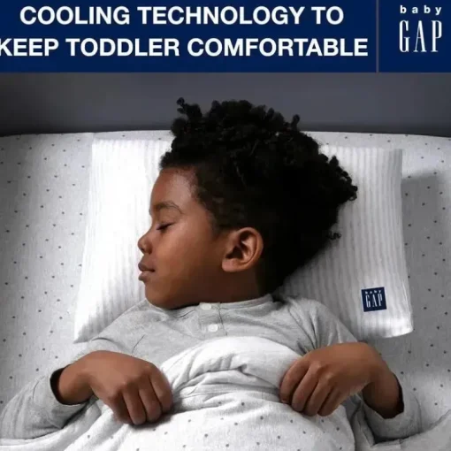 Delta Children - Gap babyGap Toddler Pillow com 2 capas refrescantes, listras brancas/cinza