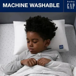 Delta Children - Gap babyGap Toddler Pillow com 2 capas refrescantes, listras brancas/cinza