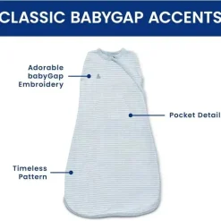 Delta Children - Saco de dormir Gap babyGap TrueSleep, 6-12 meses, listra cinza azulada