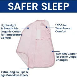 Delta Children - Saco de dormir Gap babyGap TrueSleep, 6-12 meses, listra rosa