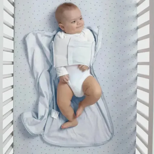 Delta Children - Saco de dormir Gap babyGap TrueSleep, 6-12 meses, listra cinza azulada