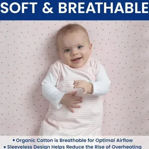 Delta Children - Saco de dormir Gap babyGap TrueSleep, 6-12 meses, listra rosa