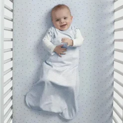 Delta Children - Saco de dormir Gap babyGap TrueSleep, 6-12 meses, listra cinza azulada