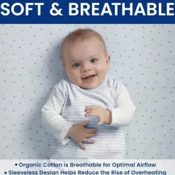 Delta Children - Saco de dormir Gap babyGap TrueSleep, 6-12 meses, listra cinza azulada