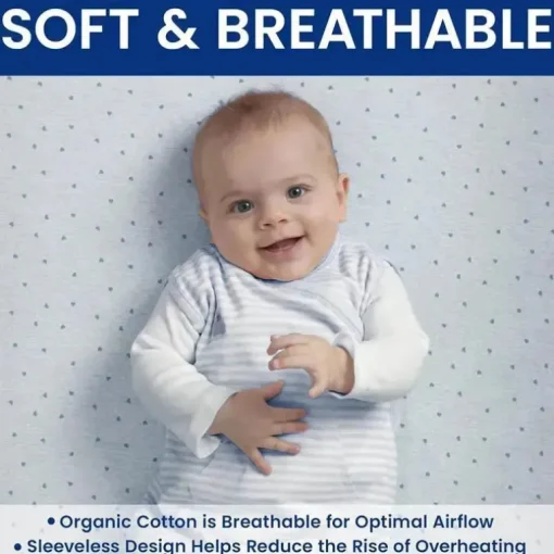 Delta Children - Saco de dormir Gap babyGap TrueSleep, 6-12 meses, listra cinza azulada