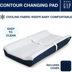 Delta Children - Trocador Gap BabyGap Contoured com capa de resfriamento, azul-marinho