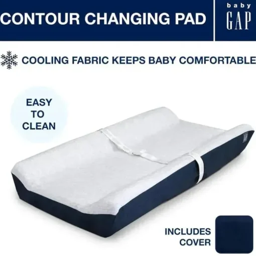 Delta Children - Trocador Gap BabyGap Contoured com capa de resfriamento, azul-marinho