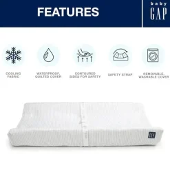 Delta Children - Trocador Gap BabyGap Contoured com capa refrescante, listra cinza