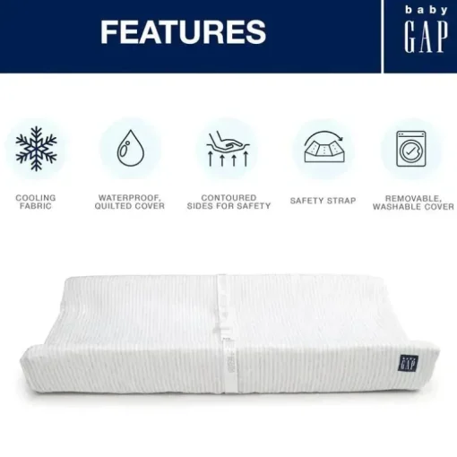 Delta Children - Trocador Gap BabyGap Contoured com capa refrescante, listra cinza