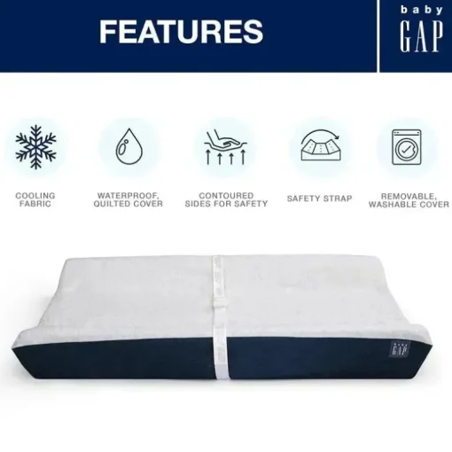 Delta Children - Trocador Gap BabyGap Contoured com capa de resfriamento, azul-marinho