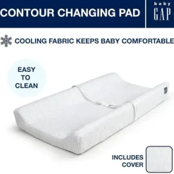 Delta Children - Trocador Gap BabyGap Contoured com capa refrescante, listra cinza