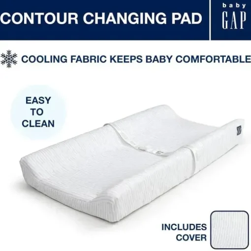 Delta Children - Trocador Gap BabyGap Contoured com capa refrescante, listra cinza