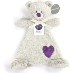 DEMDACO - Birthstone Ametista e Cinza, Urso Cobertor de Pelúcia Fevereiro
