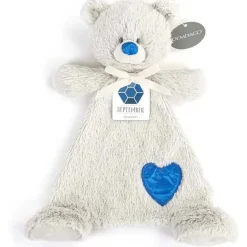 DEMDACO - Birthstone Cor Safira e Cinza, Urso Cobertor de Pelúcia Setembro