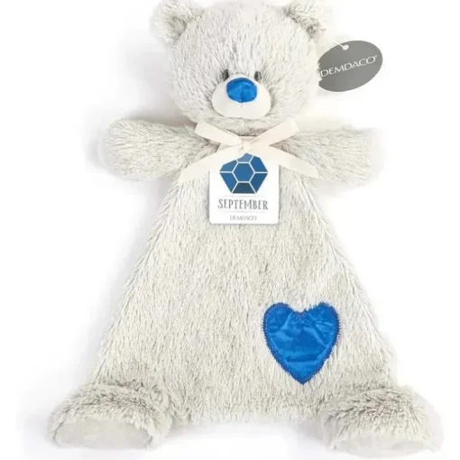 DEMDACO - Birthstone Cor Safira e Cinza, Urso Cobertor de Pelúcia Setembro