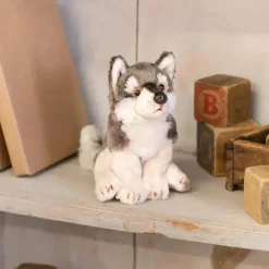 DEMDACO - Brinquedo de pelúcia infantil pequeno lobo cinza prateado