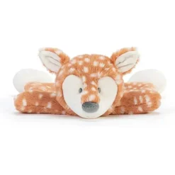 DEMDACO - Cozies Fiona Fawn Tan e Branco, Cobertor de chocalho aconchegante para segurança de bichos de pelúcia