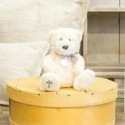 DEMDACO - Nat e Jules O Urso de Oração do Senhor com Fita, Cruzado Bicho de Pelúcia Infantil