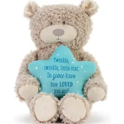 DEMDACO - Twinkle Twinkle Tan e Blue, Canção de Ninar Musical Urso de Pelúcia