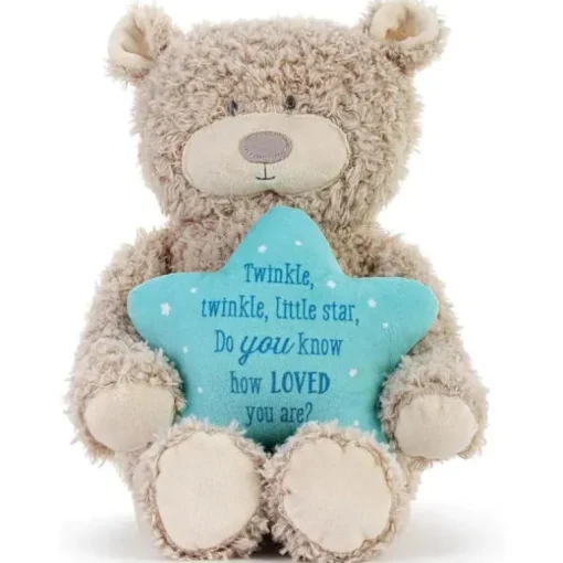 DEMDACO - Twinkle Twinkle Tan e Blue, Canção de Ninar Musical Urso de Pelúcia