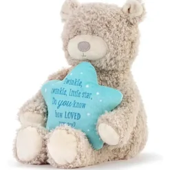 DEMDACO - Twinkle Twinkle Tan e Blue, Canção de Ninar Musical Urso de Pelúcia