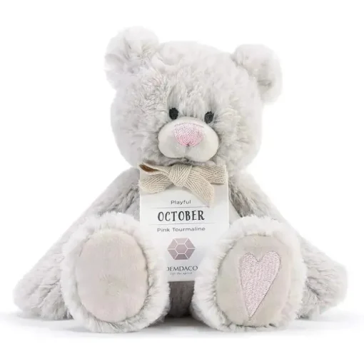 Demdaco - Urso de pelúcia de pedra de aniversário de outubro