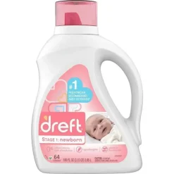 Detergente Líquido para Roupas Dreft para Bebês Recém-nascidos - 64 Cargas - 100 Fl Oz