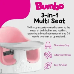 Distribuição Bumbo - Piso antiderrapante conversível multiassento 3 em 1 para bebês e crianças pequenas, berço rosa