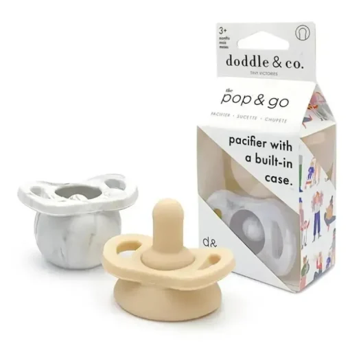 Doddle &amp; Co - Chupetas Pop &amp; Go, 2Pk, Cinza Mármore/Shore