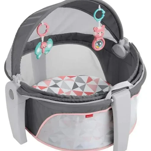 Domo para bebês em movimento da Fisher Price, espaço de recreação para bebês e local para cochilar, moinho de vento rosado
