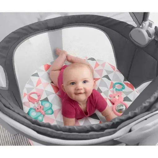 Domo para bebês em movimento da Fisher Price, espaço de recreação para bebês e local para cochilar, moinho de vento rosado