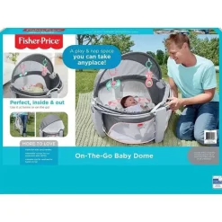 Domo para bebês em movimento da Fisher Price, espaço de recreação para bebês e local para cochilar, moinho de vento rosado