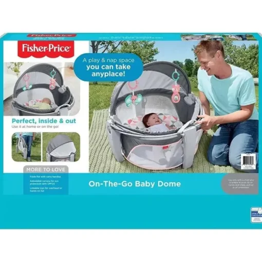Domo para bebês em movimento da Fisher Price, espaço de recreação para bebês e local para cochilar, moinho de vento rosado