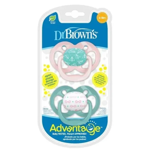 Dr. Brown - Chupetas 2Pk Advantage, Estágio 2, Aviões Rosa