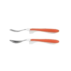 Dr. Brown - Conjunto de colher e garfo Soft Grip, Coral
