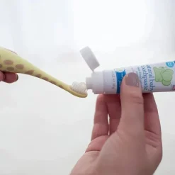 Dr. Brown - Conjunto de escova de dentes de treinamento com creme dental sem flúor de morango